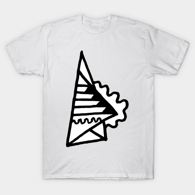 Black and White Abstract Paper Plane Doodle Art T-Shirt by VANDERVISUALS